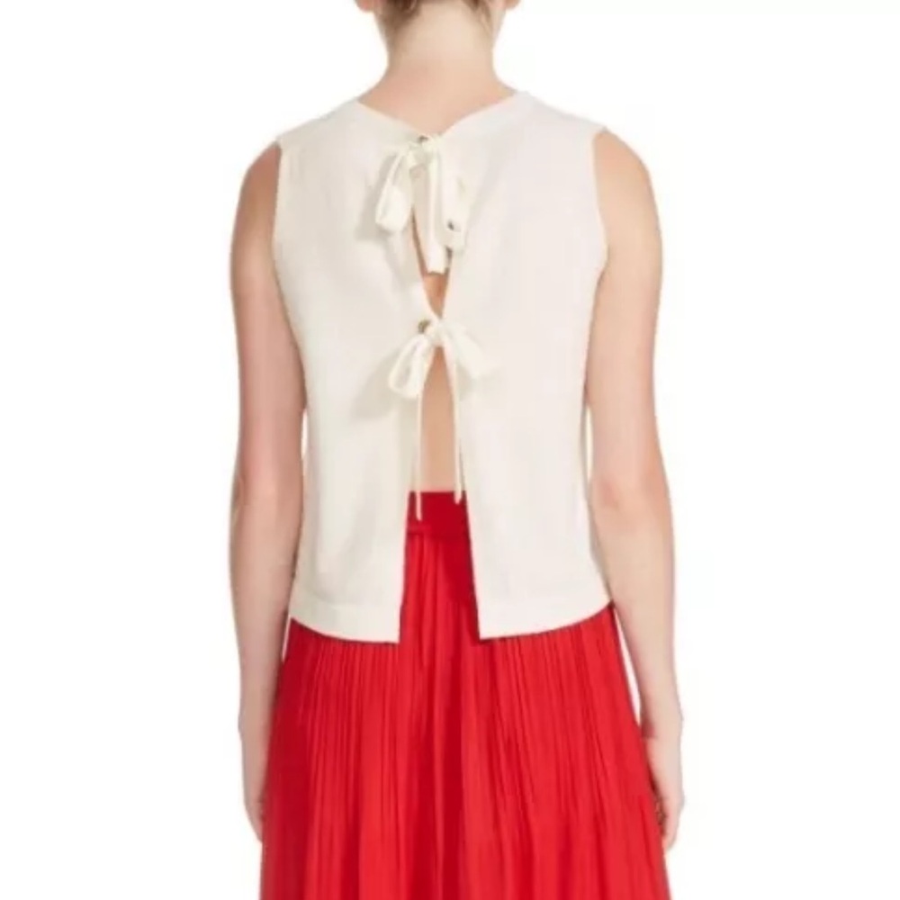 Maje womens ecru sleeveless wool blend tieback sweater vest sz 2